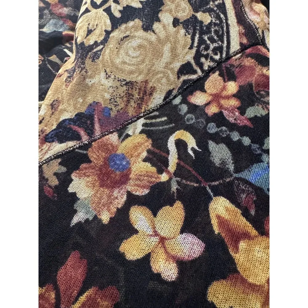 Fuzzi Italy Mesh Asymmetrical Skirt Floral Baroque Art To Wear Whimsigoth Y2K M